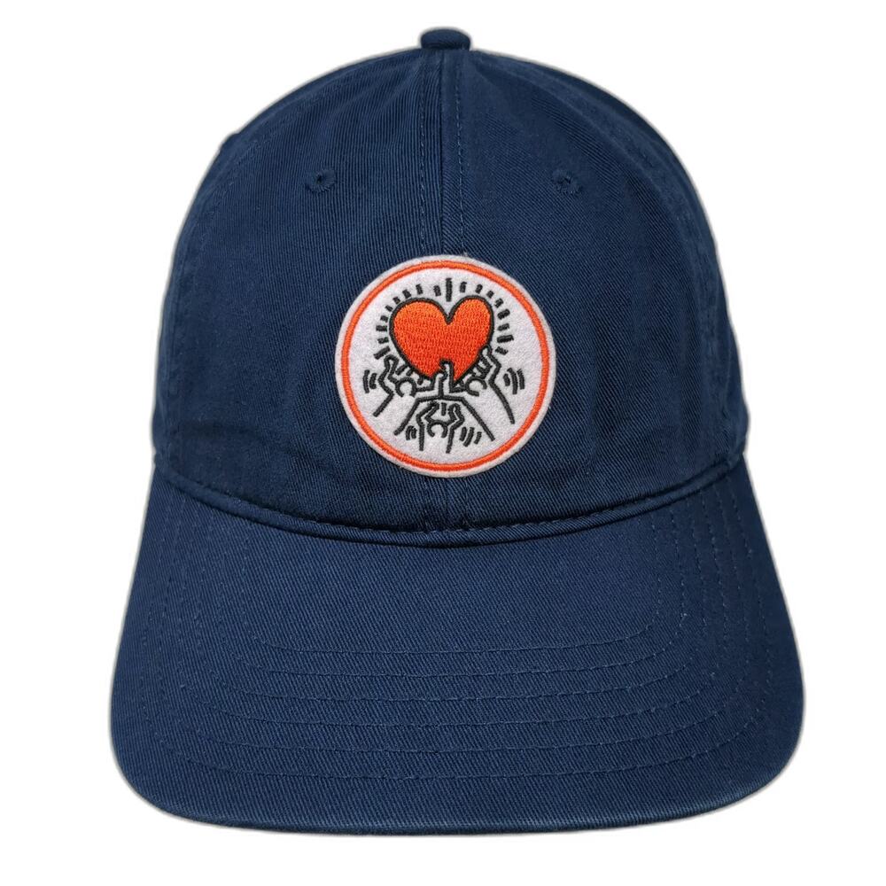 Mad Engine Keith Haring Heart Blue Baseball Cap One Size Cotton Slideback Hat